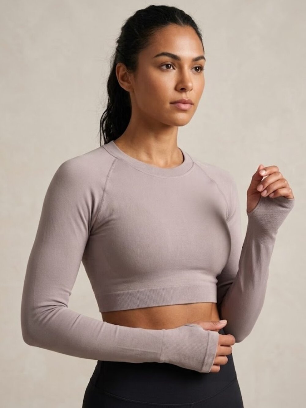 NUX compression Long sleeve crop top in Slate Size Small NWOT